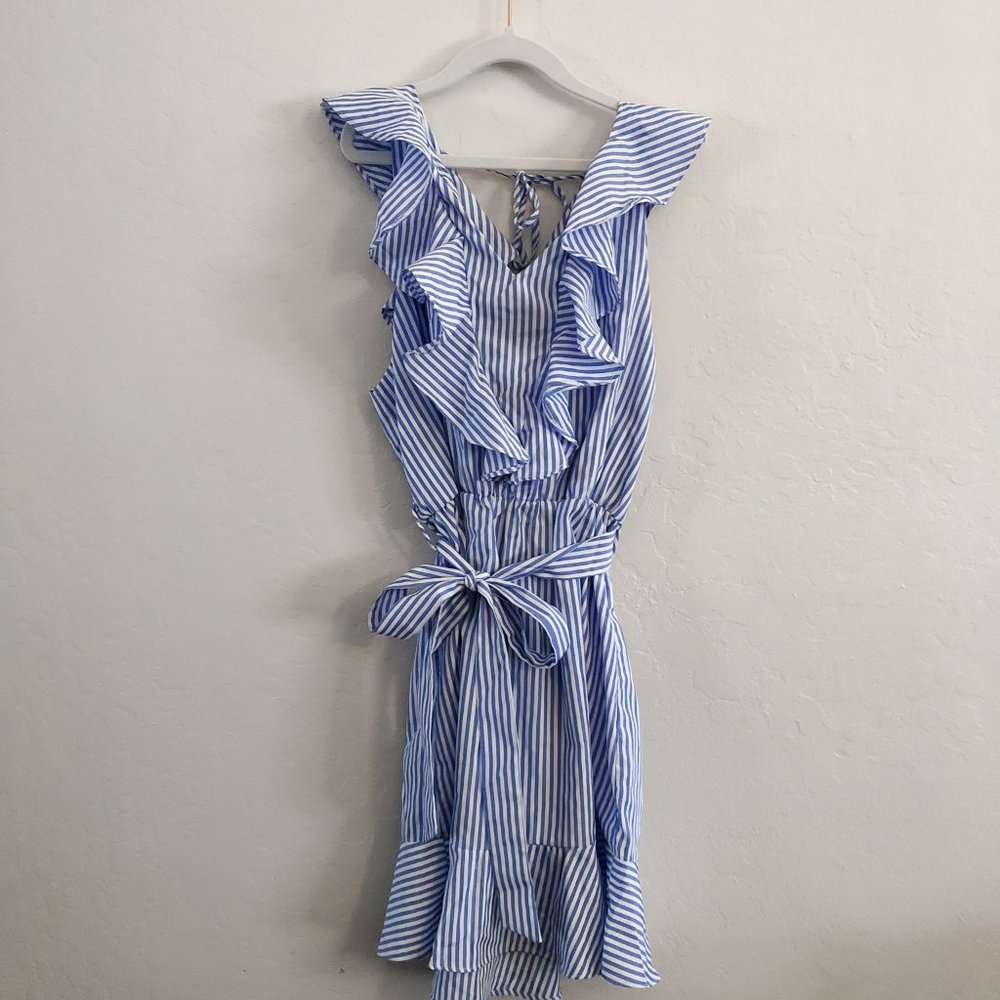 Blue and White Striped Dress